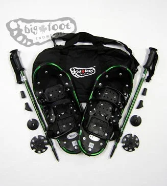 Adventure 19" Snowshoes Package- Good for 50-90 lbs) with Green Poles & Black Carry-Bag