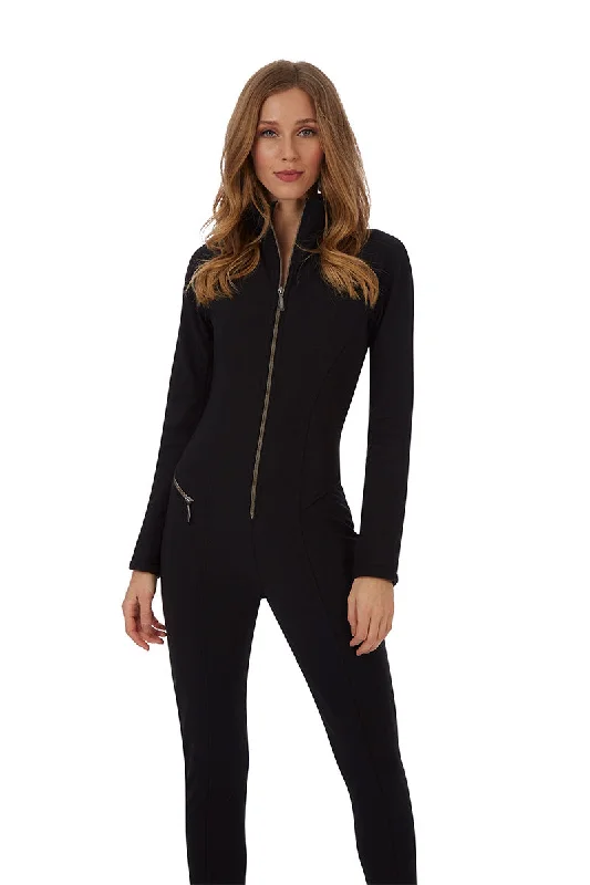 Emmegi Winnie One Piece Ski Suit in Black with Removable Hood