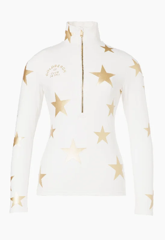 Goldbergh Galactique Ski Base Layer in Cream with Gold Stars