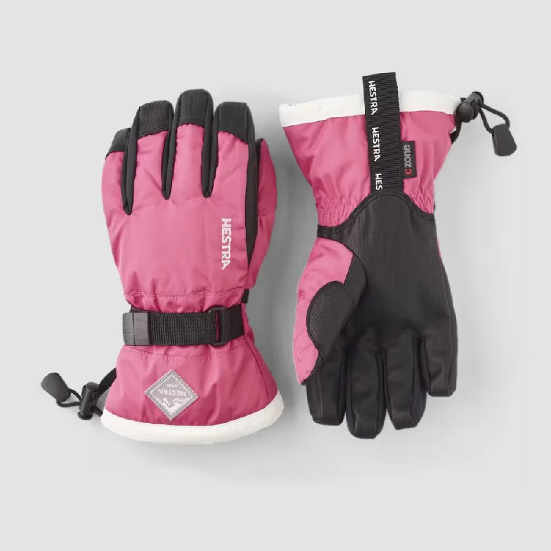 Hestra Gauntlet Czone Kids Ski Gloves - Fuchsia/Ivory (32530)