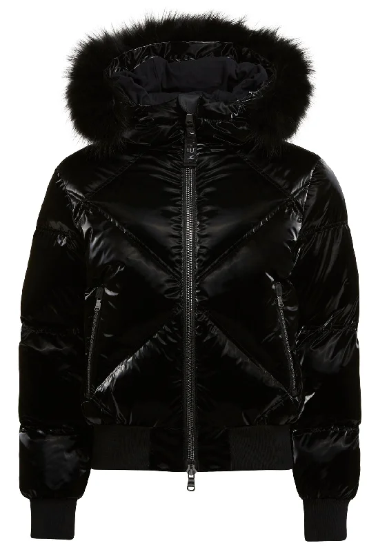 Kelly Sydney Down Ski Jacket in Black with Fur