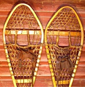 42 Inch Long Vintage Michigan Style Ash Wood Snowshoes