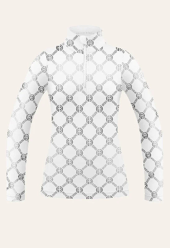 Poivre Blanc Base Layer Top in White Monogram Print