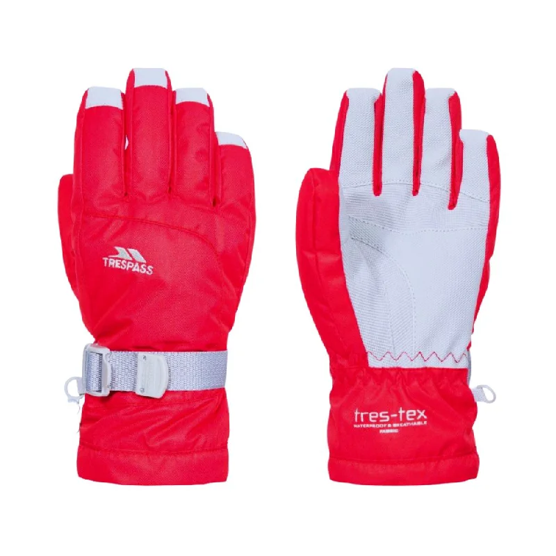 Trespass Simms Kids Ski Gloves, Red