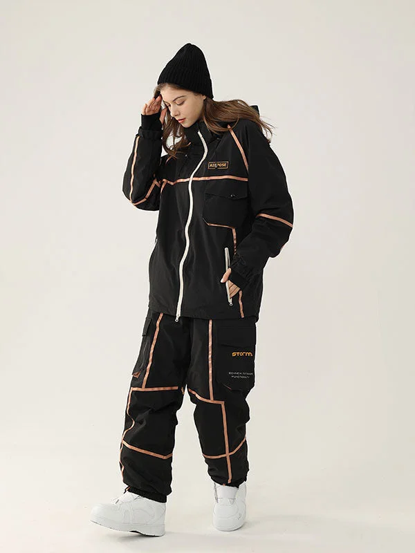 Women's Air Pose Mountain Breaker Stripe Cargo Snow Jacket & Pants