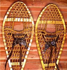 Vintage Snowshoes Wrap Around Rawhide Webbing 42 Inches Long